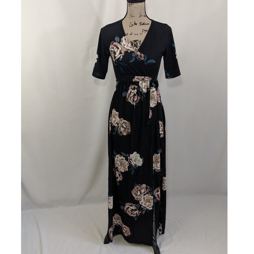 NWT ASOS Maternity Faux Wrap Front Maxi Dress Floral Elegant V neck 2